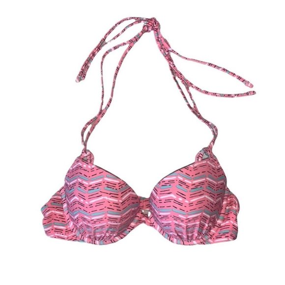 Aerie Bikini Top Size 34B Coral Pink Swimwear‎ Push Up Underwire Bra “Brooke” - Picture 1 of 8